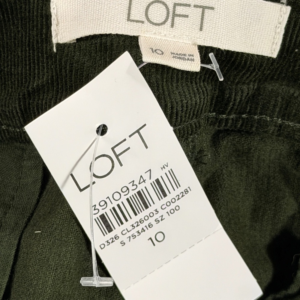 LOFT Palmer Wide Leg Pants Womens 10 Green High Rise Corduroy New - Picture 9 of 12